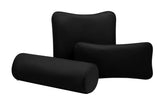 Black-Black Tattoo Pillow Set by GG Workshop — all-black square, rectangular and roller pillows, studio shot