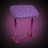 Purple pink Tattoo Armrest XXL FAT BOY by GG Workshop — purple spider web pillow, pink frame, dark studio backdrop