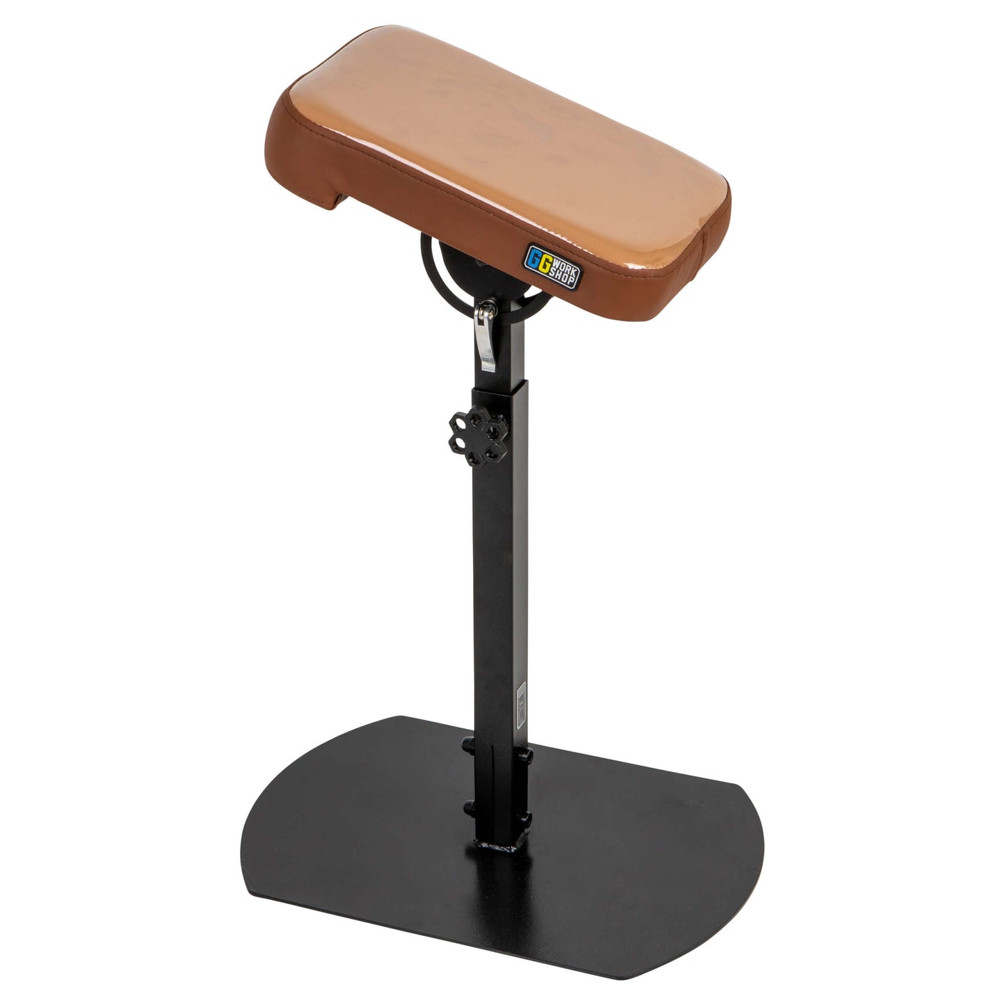 Adjustable vinyl tattoo armrest stand for comfortable client support.