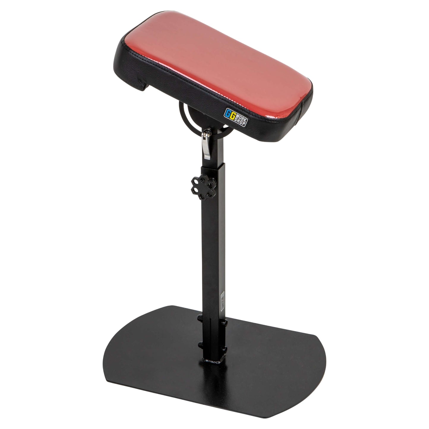 Adjustable red vinyl tattoo armrest, perfect for comfortable tattoo sessions, tattoo arm rest, and customizable tattoo pillow pack setup.