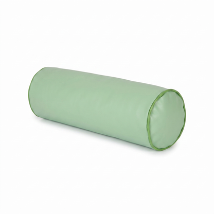 Pistachio green Tattoo roller / bolster pillow (smooth, no embroidery) by GG Workshop — isolated on white background