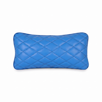Blue Tattoo L rectangular pillow with rhombus embroidery by GG Workshop — diamond-quilted, isolated on white background
