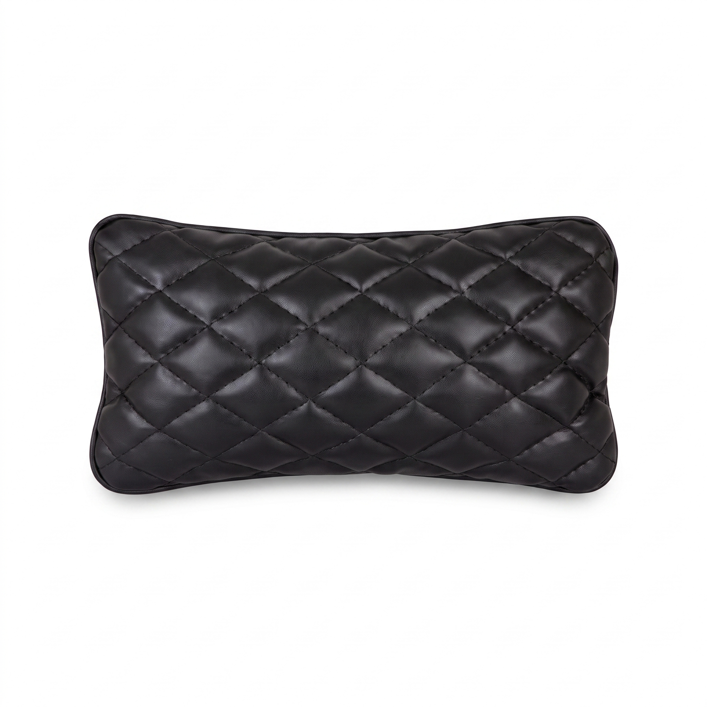 Black Tattoo L rectangular pillow with rhombus embroidery by GG Workshop — diamond-quilted, isolated on white background