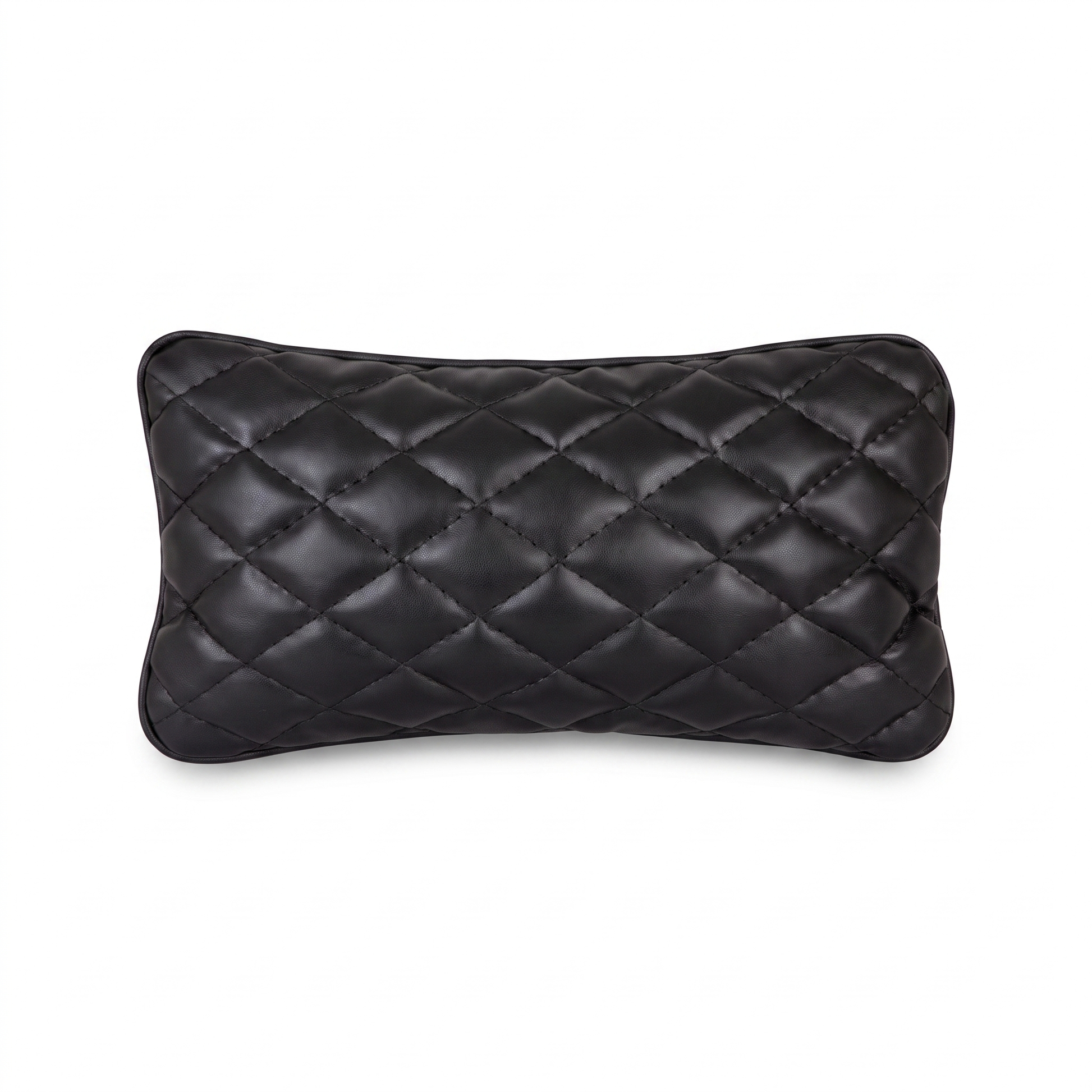 Black Tattoo L rectangular pillow with rhombus embroidery by GG Workshop — diamond-quilted, isolated on white background