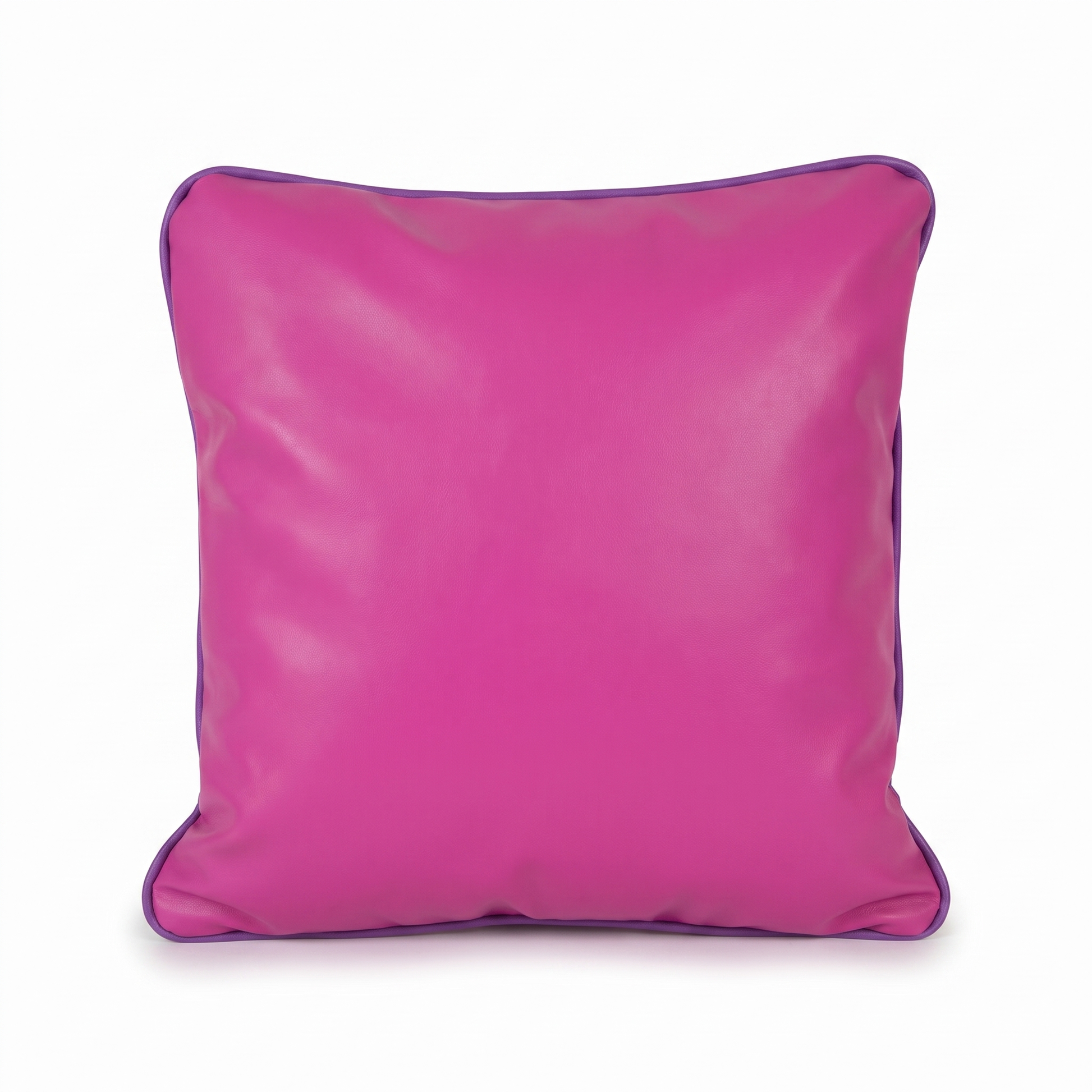 Pink purple (magenta with purple piping) Tattoo XL square pillow (smooth, no embroidery) by GG Workshop — isolated on white background