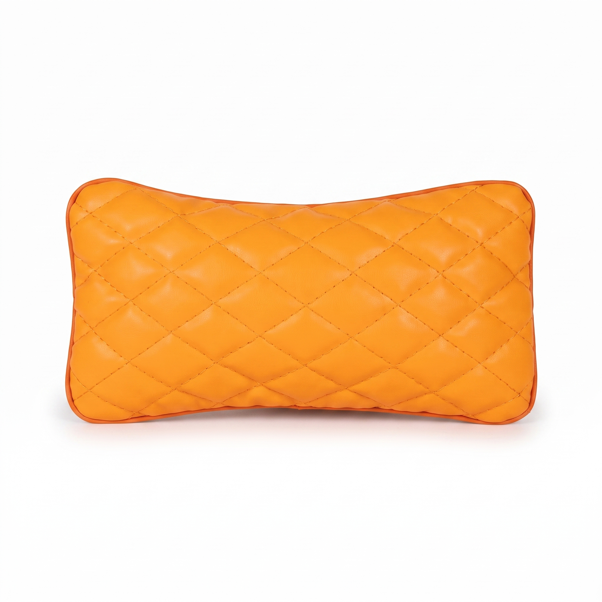 Orange Tattoo L rectangular pillow with rhombus embroidery by GG Workshop — diamond-quilted, isolated on white background