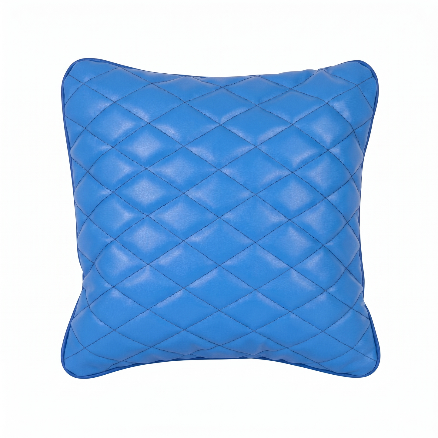 Blue Tattoo XL square pillow with rhombus embroidery by GG Workshop — diamond-quilted, isolated on white background