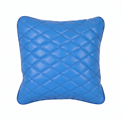 Blue Tattoo XL square pillow with rhombus embroidery by GG Workshop — diamond-quilted, isolated on white background