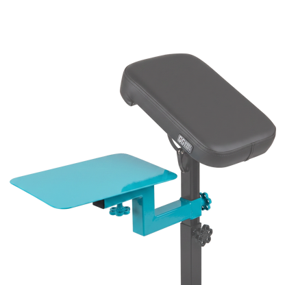 Turquoise Shelf for Tattoo Armrest by GG Workshop — powder-coated steel tray, bracket and knobs