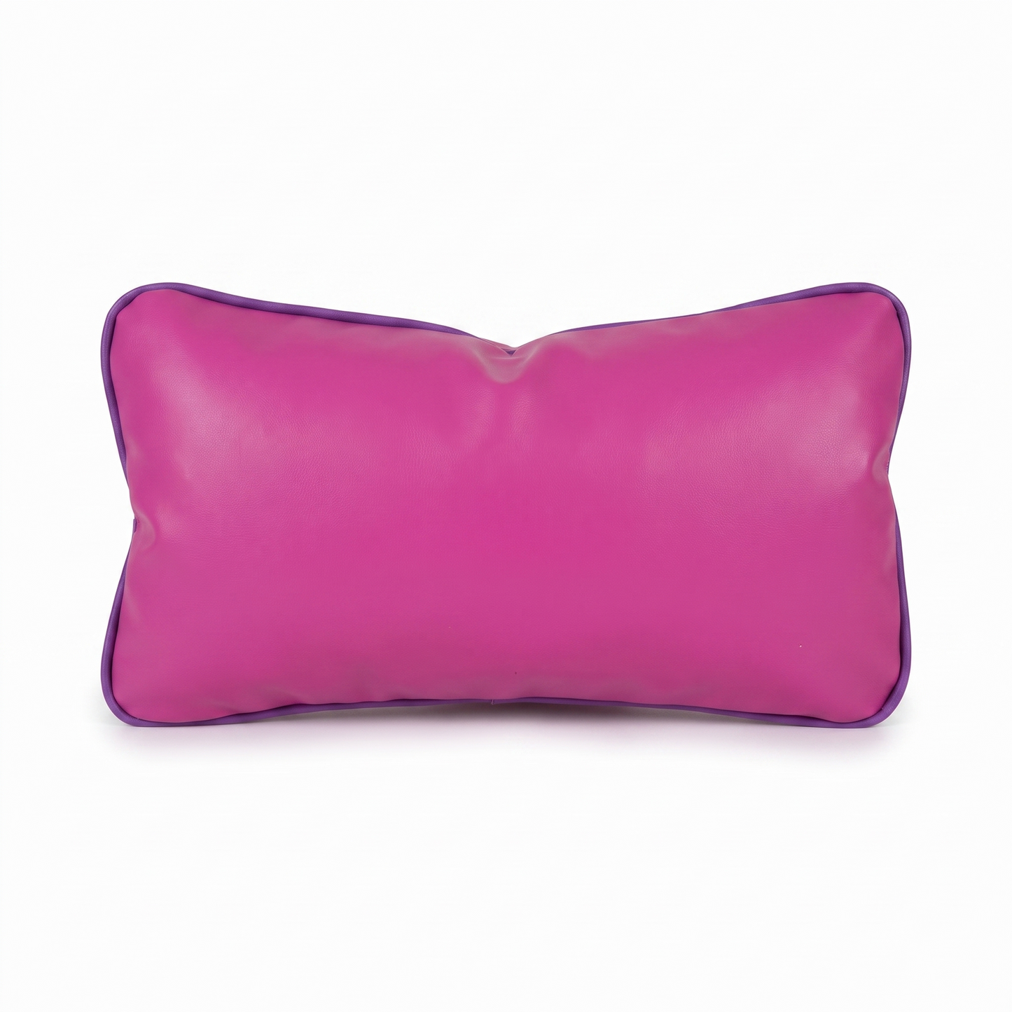 Pink purple (magenta with purple piping) Tattoo L rectangular pillow (smooth, no embroidery) by GG Workshop — isolated on white background