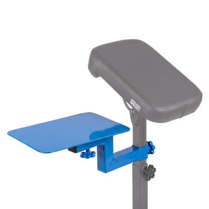 Wave blue Shelf for Tattoo Armrest by GG Workshop — powder-coated steel tray, bracket and knobs