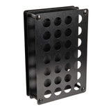 Black Tattoo Ink Bottle Holder by GG Workshop — 28-hole (4x7) powder-coated steel rack, angled product photo