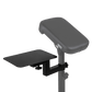 Adjustable vinyl tattoo armrest and arm rest for tattoo sessions with attached tattoo pillow and tray.