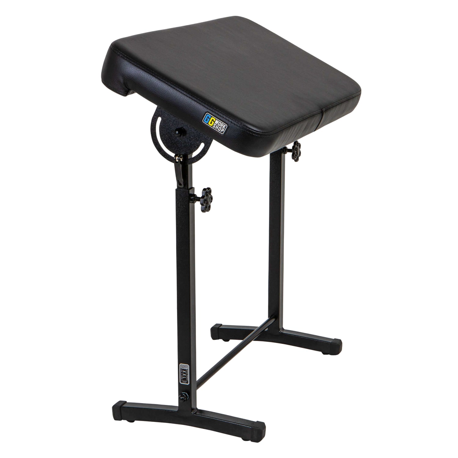 Black Original Tattoo Armrest XXL by GG Workshop — matte pillow on adjustable black steel stand, angled studio view