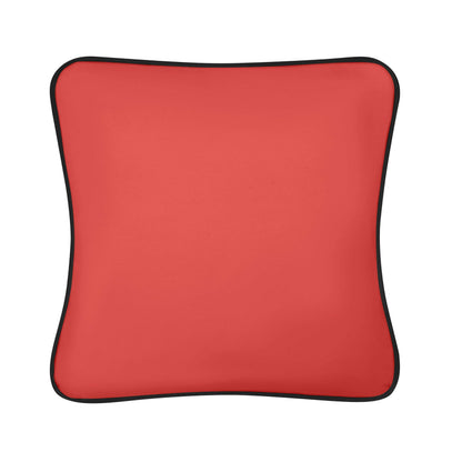 Red vinyl tattoo pillow for clients with black trim, suitable for tattoo armrest or customized tattoo pillow set.