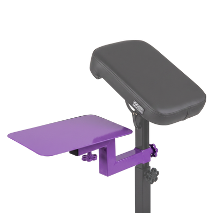 Purple pink violet Shelf for Tattoo Armrest by GG Workshop — powder-coated steel tray, bracket and knobs