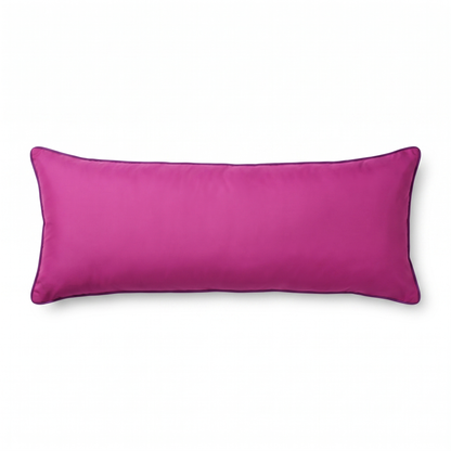 Pink purple (magenta with purple piping) Tattoo L rectangular pillow (smooth, no embroidery) by GG Workshop — isolated on white background