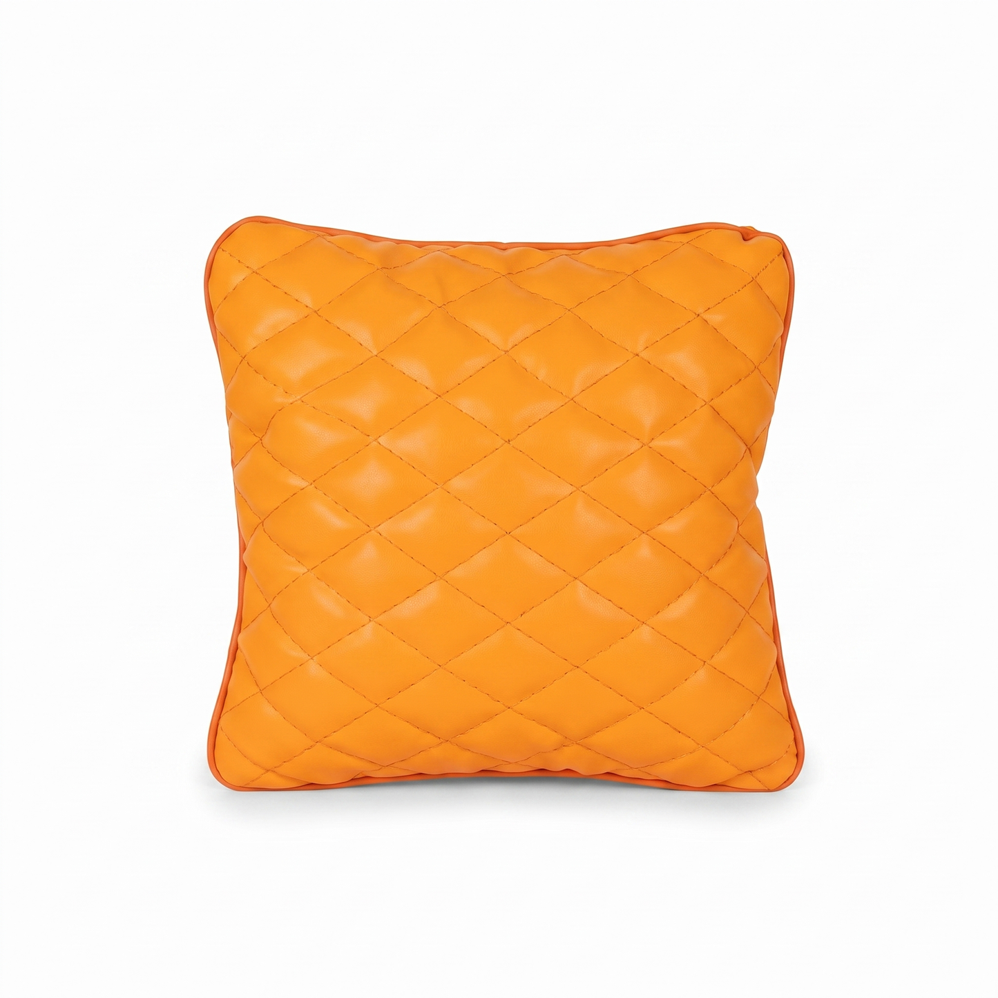 Orange Tattoo XL square pillow with rhombus embroidery by GG Workshop — diamond-quilted, isolated on white background