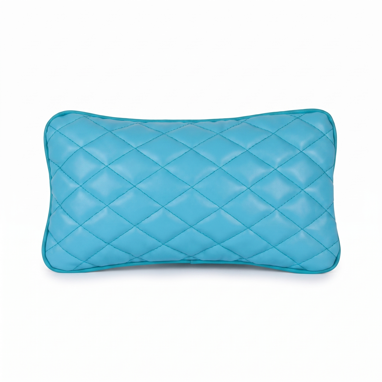 Turquoise Tattoo L rectangular pillow with rhombus embroidery by GG Workshop — diamond-quilted, isolated on white background