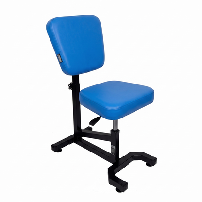 Wave blue Multifunctional Swivel Chair with Armrest by GG Workshop — smooth backrest, black frame, three-quarter view