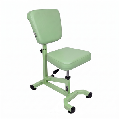 Pistachio green Multifunctional Swivel Chair with Armrest by GG Workshop — smooth backrest, frame painted in matching pistachio, three-quarter view