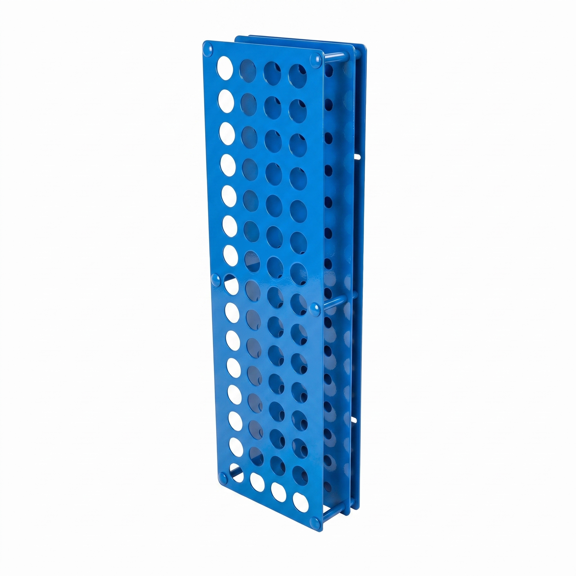 Wave blue Tattoo Ink Bottle Holder by GG Workshop — 60-hole powder-coated steel rack, angled product photo