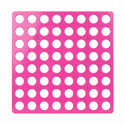 Max Pink bright pink Tattoo Ink Bottle Holder by GG Workshop — 64-hole powder-coated steel plate, product photo