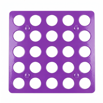 Purple pink violet Tattoo Ink Bottle Holder by GG Workshop — 25-hole powder-coated steel plate, product photo