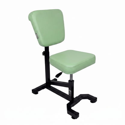 Pistachio green Multifunctional Swivel Chair with Armrest by GG Workshop — smooth backrest, black frame, three-quarter view