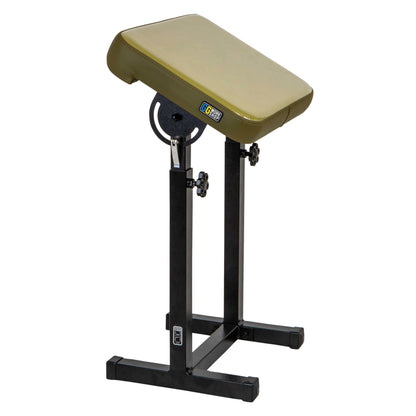 Adjustable tattoo armrest with vinyl cushion for client comfort