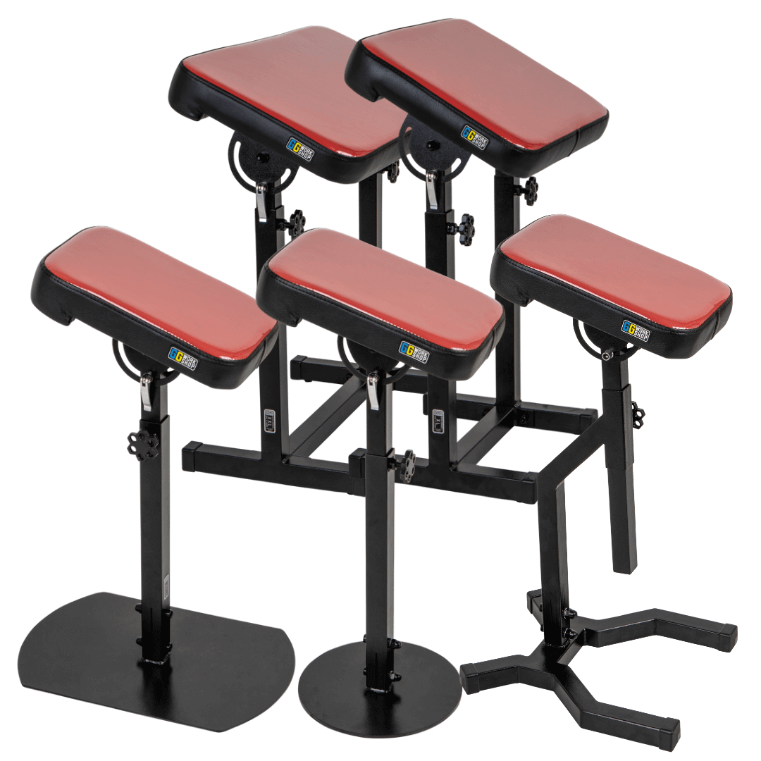 Adjustable tattoo armrests with red vinyl cushions, perfect armrest for tattoo artists, tattoo pillows for clients, customized tattoo pillow set