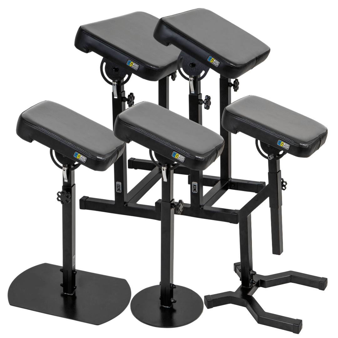 Assorted vinyl tattoo armrests set for client comfort, including customizable and adjustable tattoo pillows for professional use.